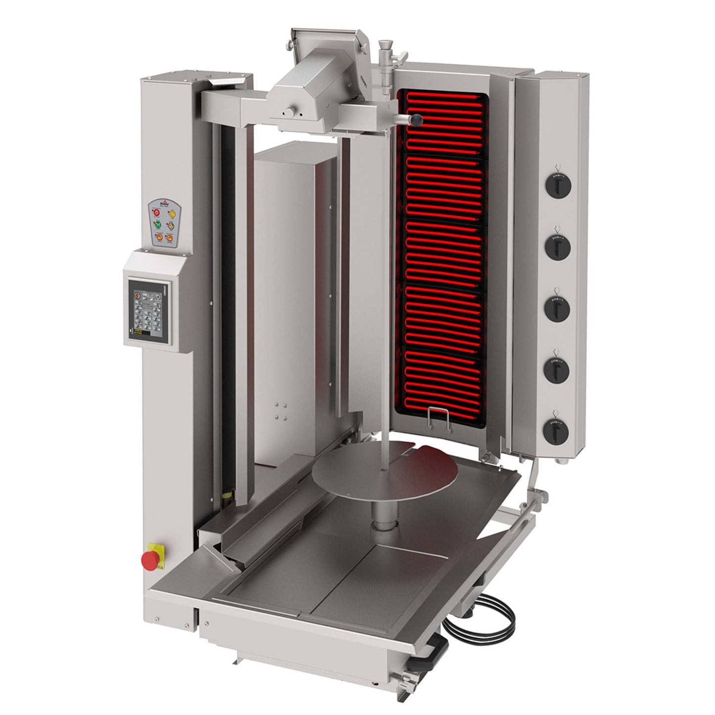 * The picture may slightly differ from the original. Electric Automatic Doner Kebab Grill - 5 Burner - up to 120kg - 8kW - with Auto‑Slicer - incl. 1 skewer & drip tray
