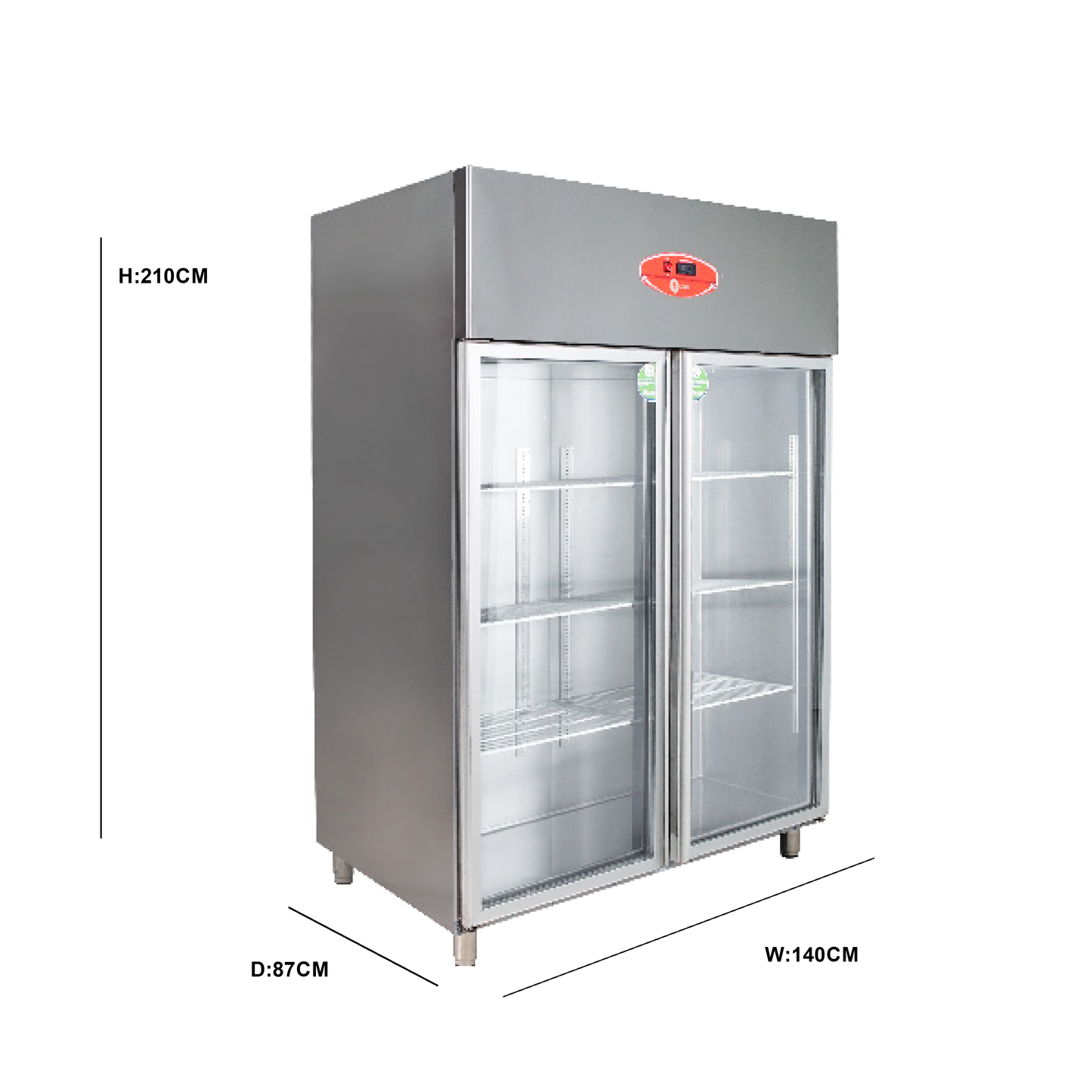 2 Glass Door Vertical Type Refrigerator (-2+8)
